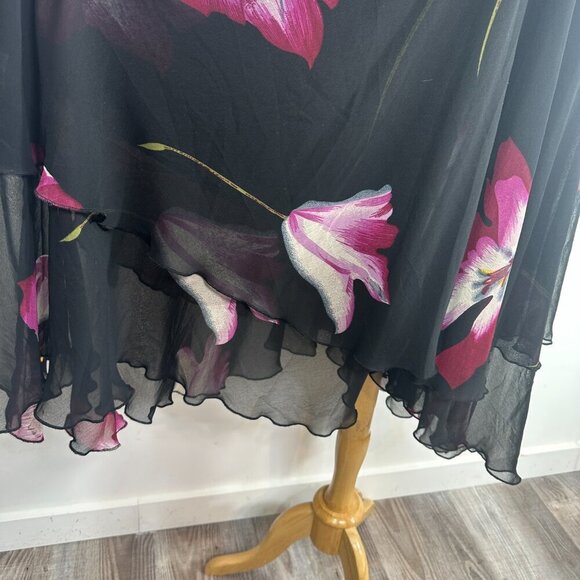 Midnight Velvet Black Asymmetrical Beaded Fairycore Whimsigoth Midi Dress Sz M - Picture 6 of 16